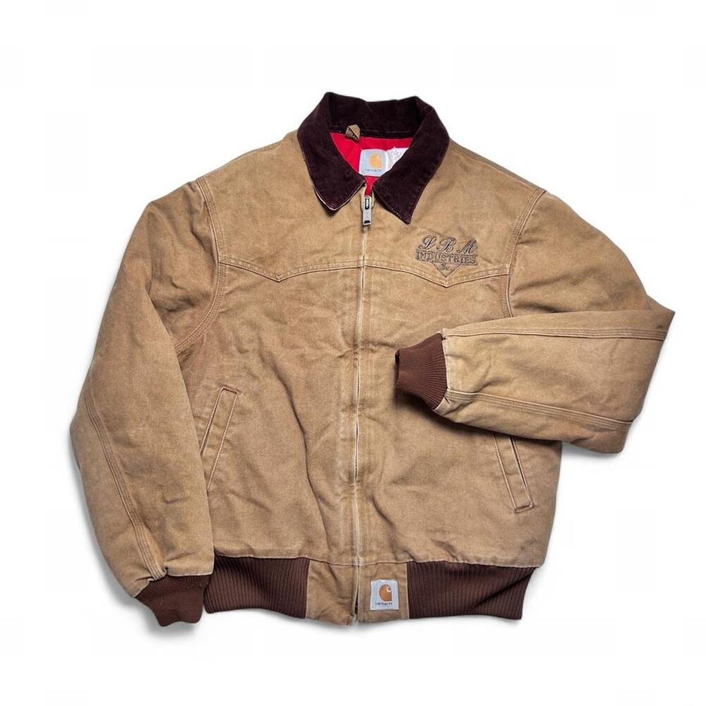 Carhartt Santa Fe J13 BRN Vintage Quilt Lined Bomber Jacket Work Coat Large